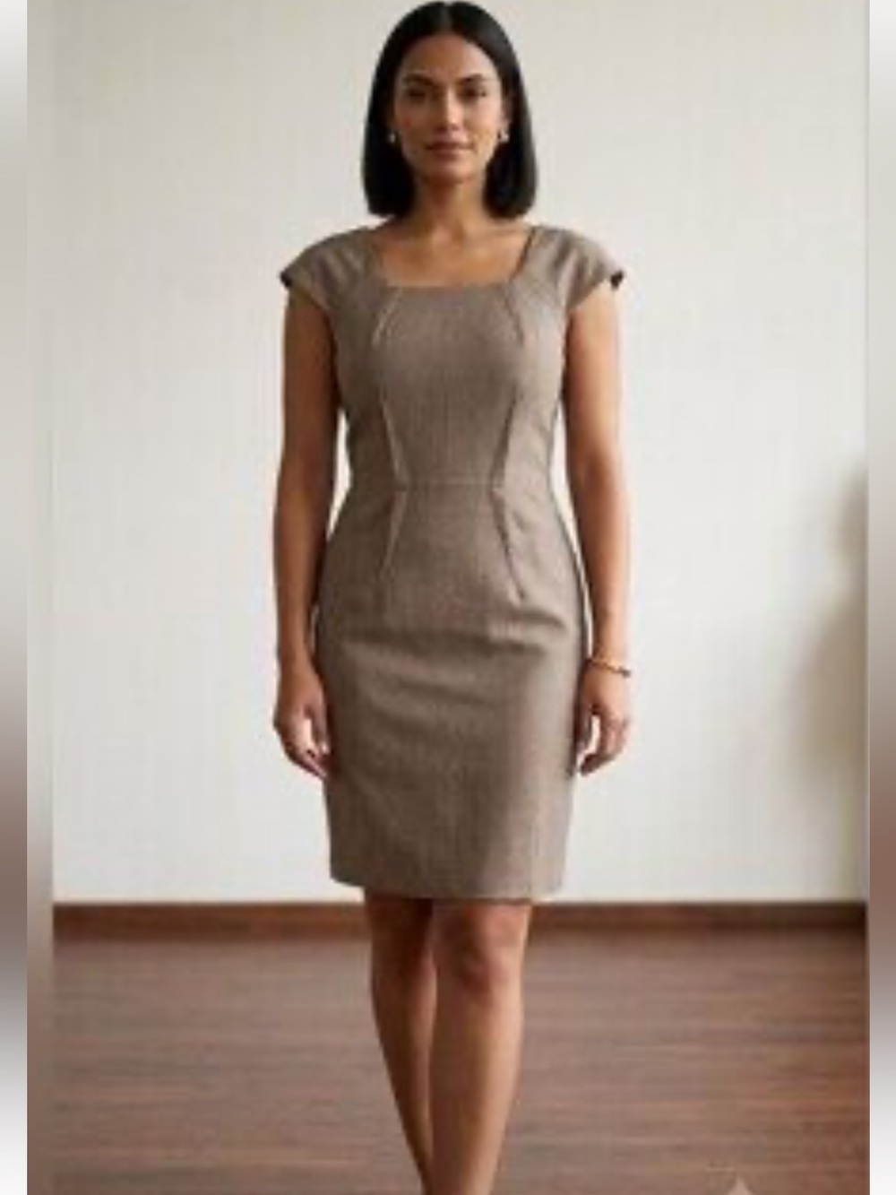 vintage Banana Republic wool-blend square-neck sheath dress